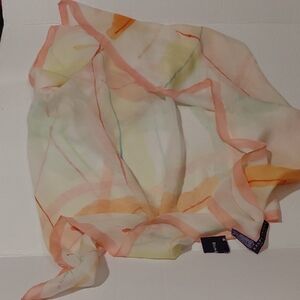 Ralph Lauren Elegant Multicolor Pastel Scarf 100% Silk Purple Tag
